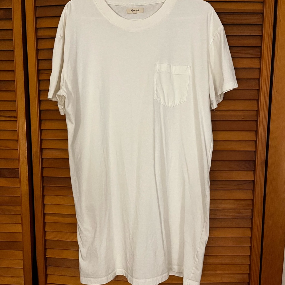 Madewell White Short Sleeve Pocket T-shirt Dress